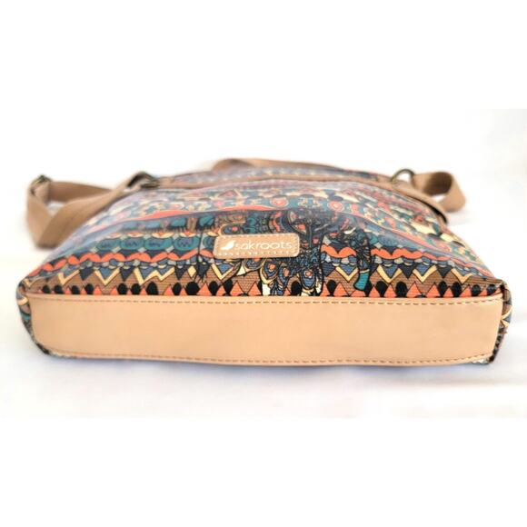 Sakroots Flat Cross Body colorful patterned Vegan and PETA certified Bag w/Charm - Picture 4 of 7